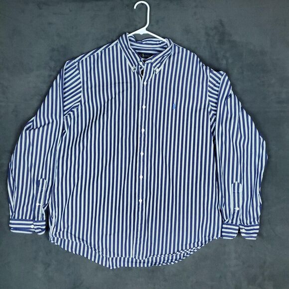 Ralph Lauren Shirt Mens 2XL Striped Button Down Long Sleeve Polo Classic Dress - Picture 1 of 15